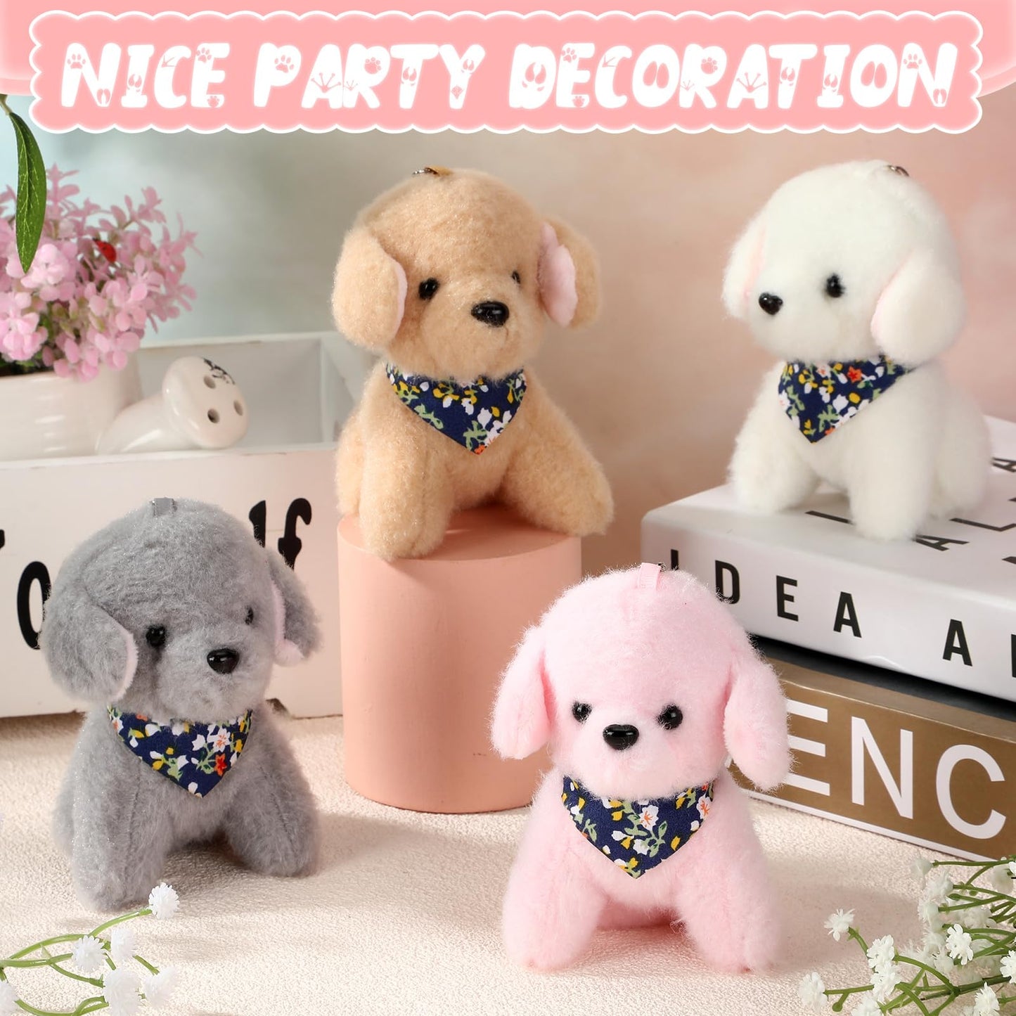 Wettarn 12 Pcs Cat Dog Plush Keychain Bulk Small Stuffed Animal Puppy Kitty Kawaii Cute Kitty Puppy Plush Keychain For Backpack