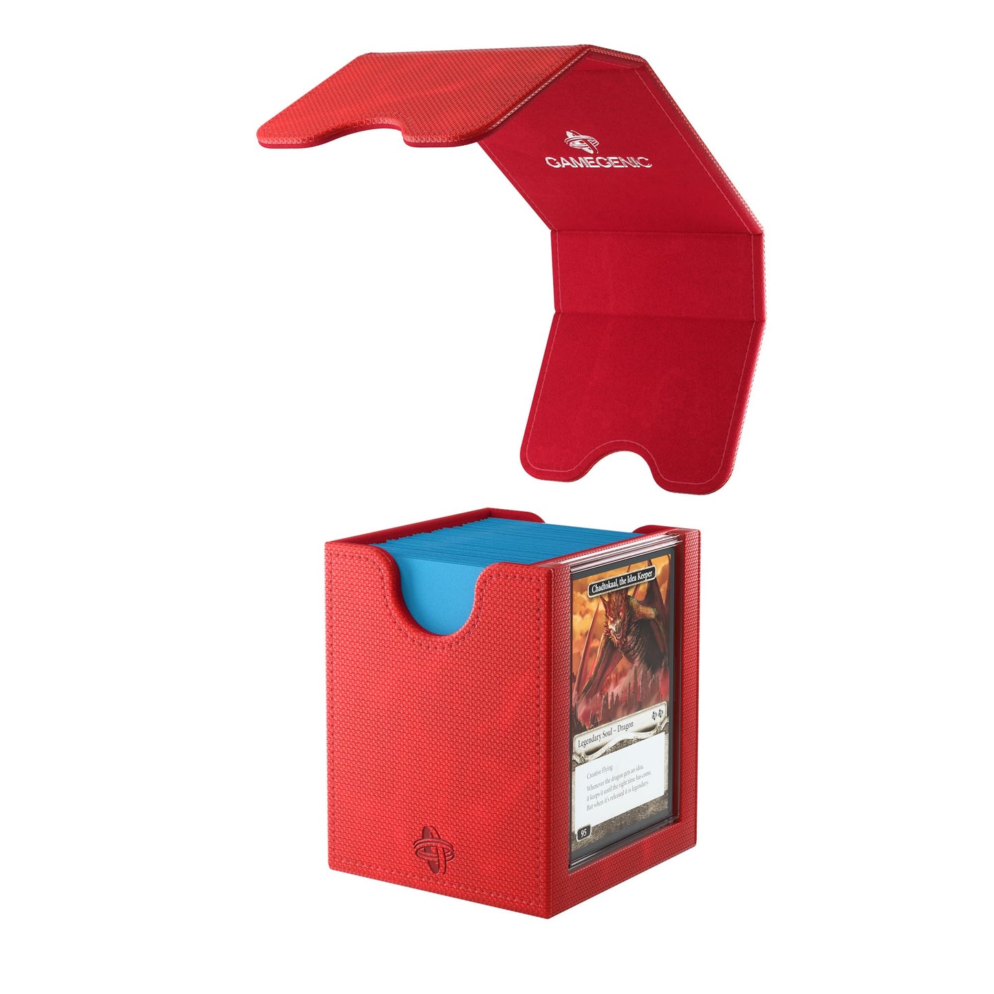 Gamegenic Squire Plus 100+ Xl Convertible Deck Box - Holds 100 Double-Sleeved Cards! Premium Commander Card Case, Detachable Slide Card Case, Armorfyber Surface, Red Color, Made By Gamegenic