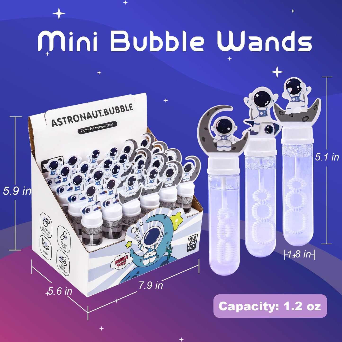 Joyypop 24 Pack Mini Bubble Wands For Kids Space Party Favors Astronaut Bubble Wands Summer Gifts For Boys Girls Space Theme Birthday Party