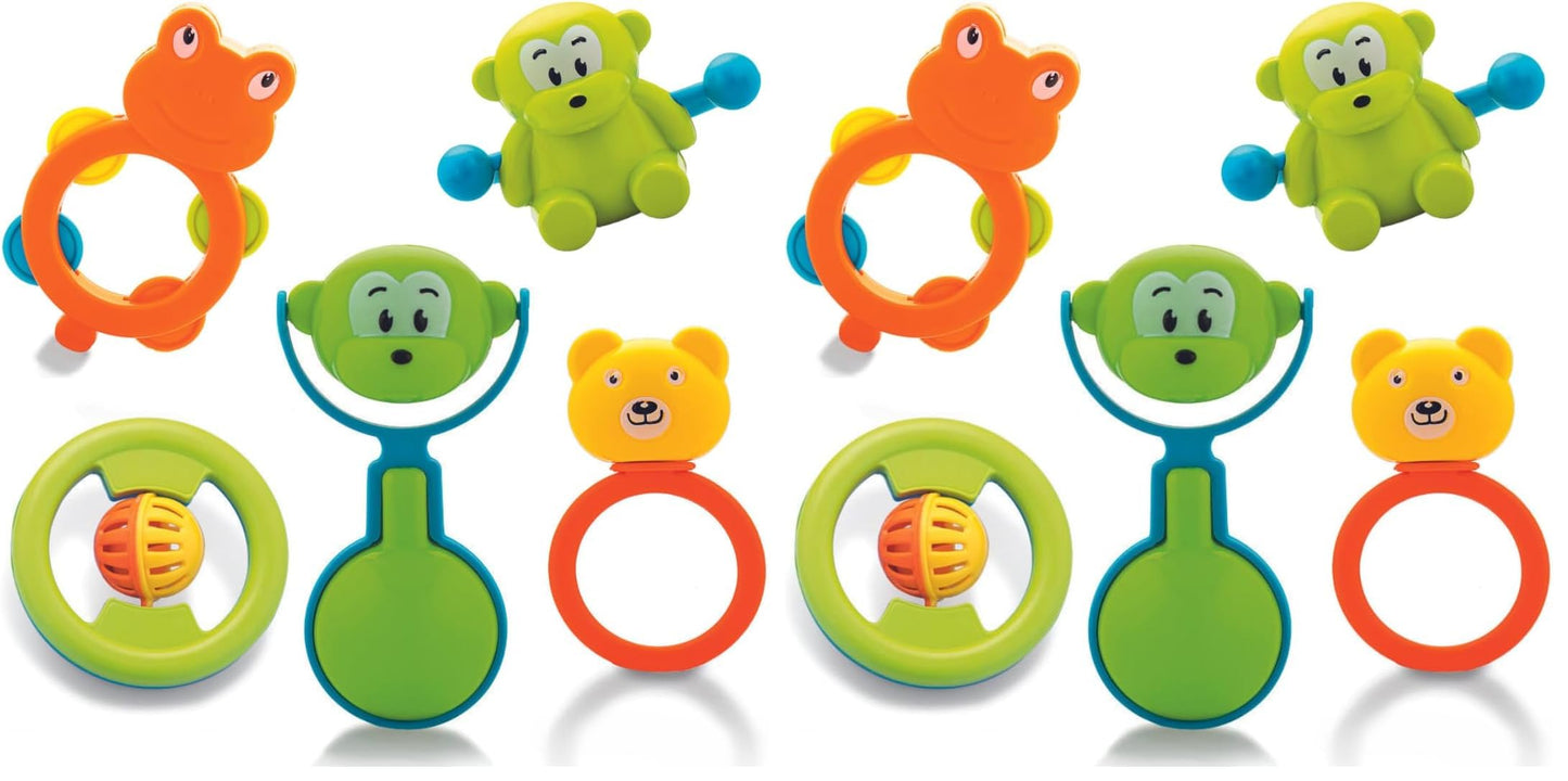 Storio Abs Baby Toys Rattles And Teethers Set For New Born Babies Toddler Infants & Children 5 PcsNon Toxic,Multicolor (Pack Of