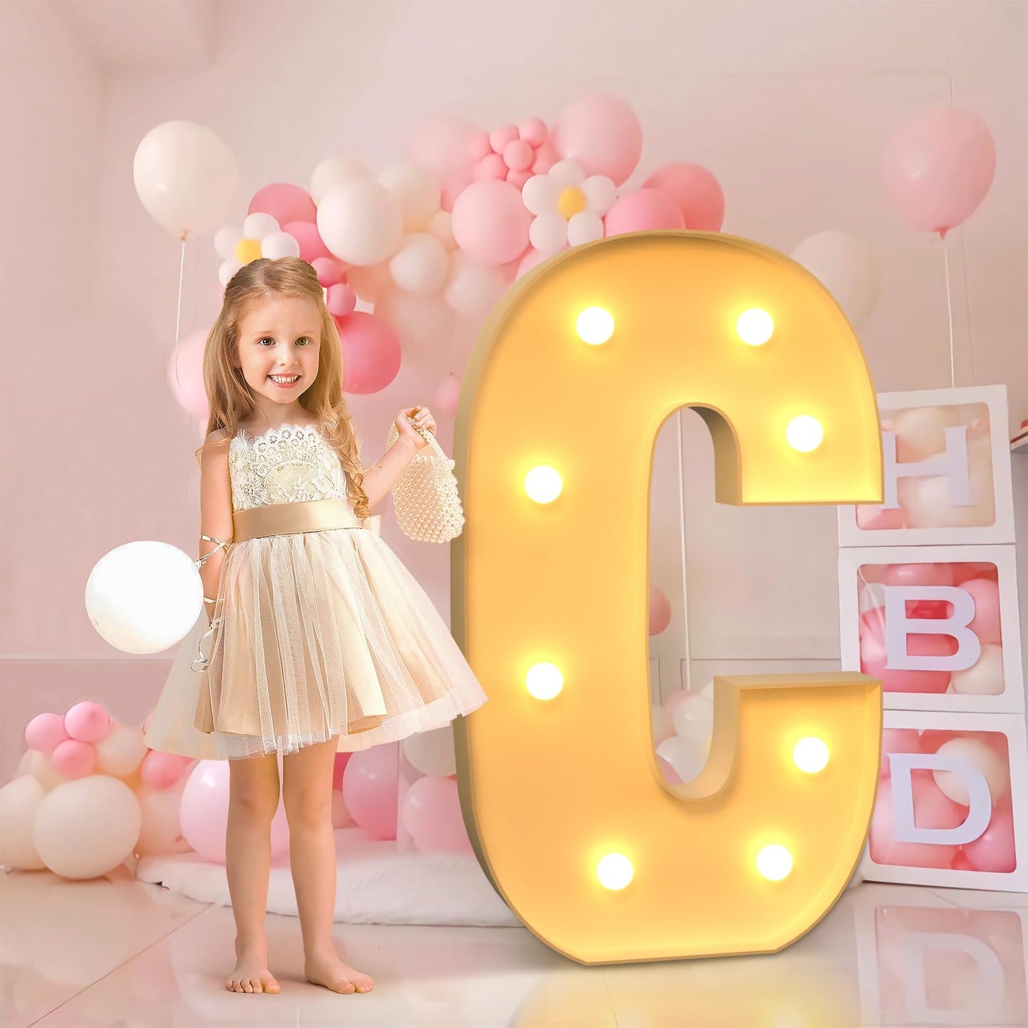 Imprsv 3Ft Marquee Light Up Letters C, Large Light Up Letters, Big Marquee Letters For Party Decorations Baby Shower Anniversary