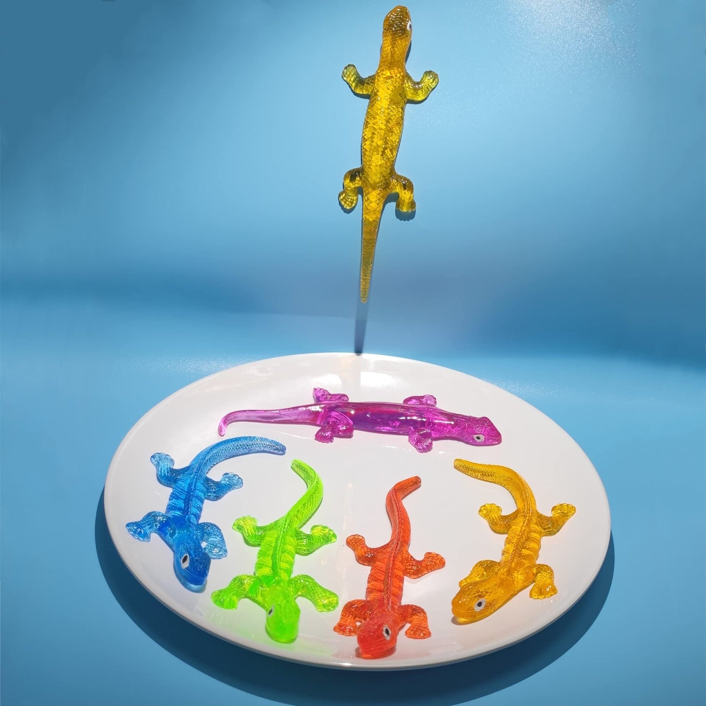 5Pack Super Stretch Sticky Lizard Mochi Squishy Toys,Soft Stress Relief Fidget Toys, Goodie Bag Stuffers,Classroom Prizes,Birthd