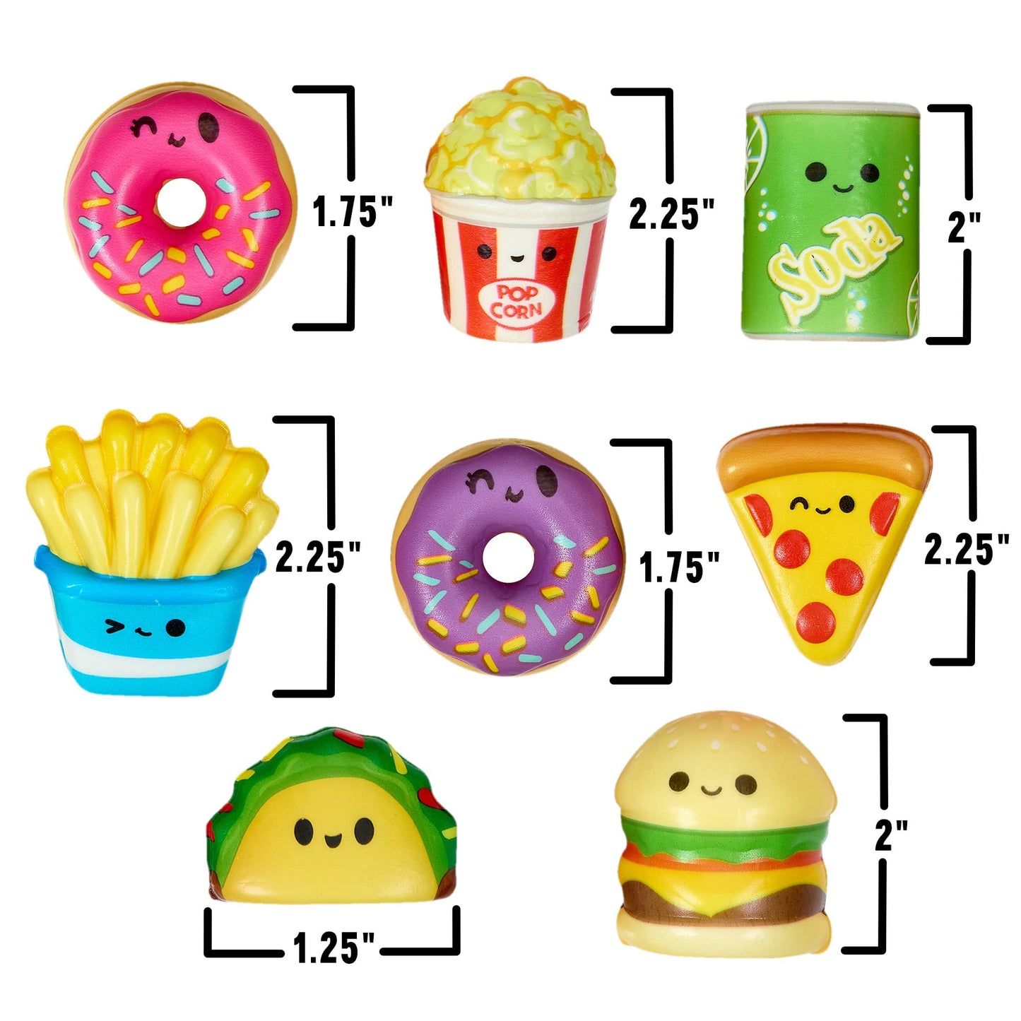 Playbees Mini Squish Fast Food Toys - 10 Pack - Assorted Designs Slow-Rise Stress Relief Toys For Kids, Mini Fidget Toys For Sen