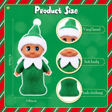 Gemscream 4 Pcs Christmas Tiny Elf Miniature in Dark Skin with Dress Christmas Decoration Party Accessories Holiday Tiny Gift Xmas Stocking Stuffers for mature-themed (Sweet Brown Skin)