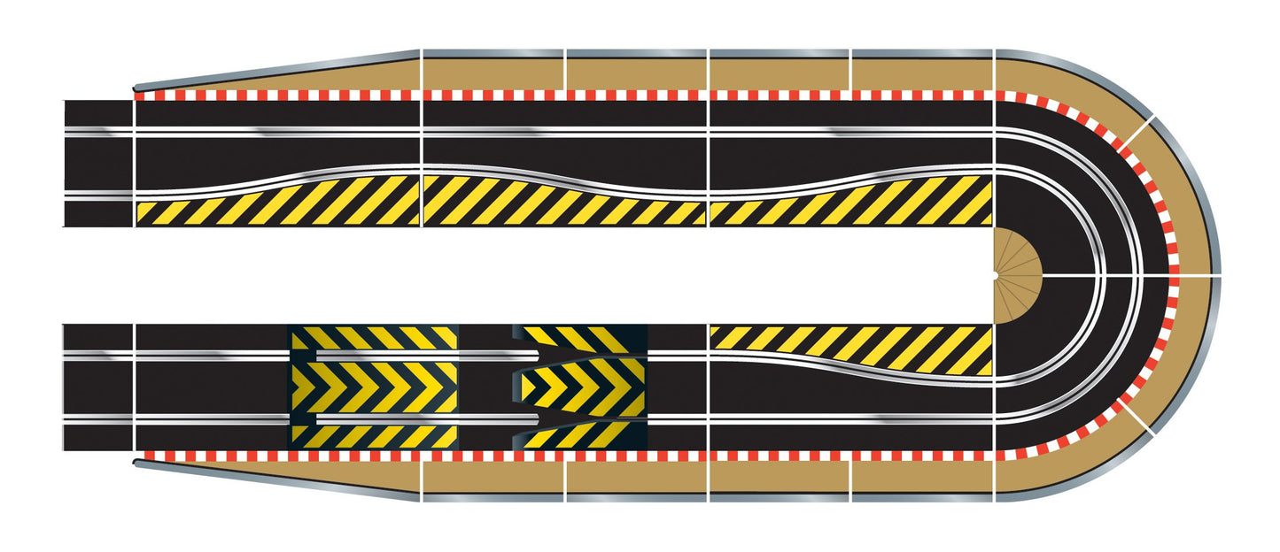 Scalextric C8514 Track Extension Pack Ultimate 1X Leap (Ramp Up And Ramp Down) Straight 2 Hairpin Curves 2X 1/4 Straight 4 Side Swipes