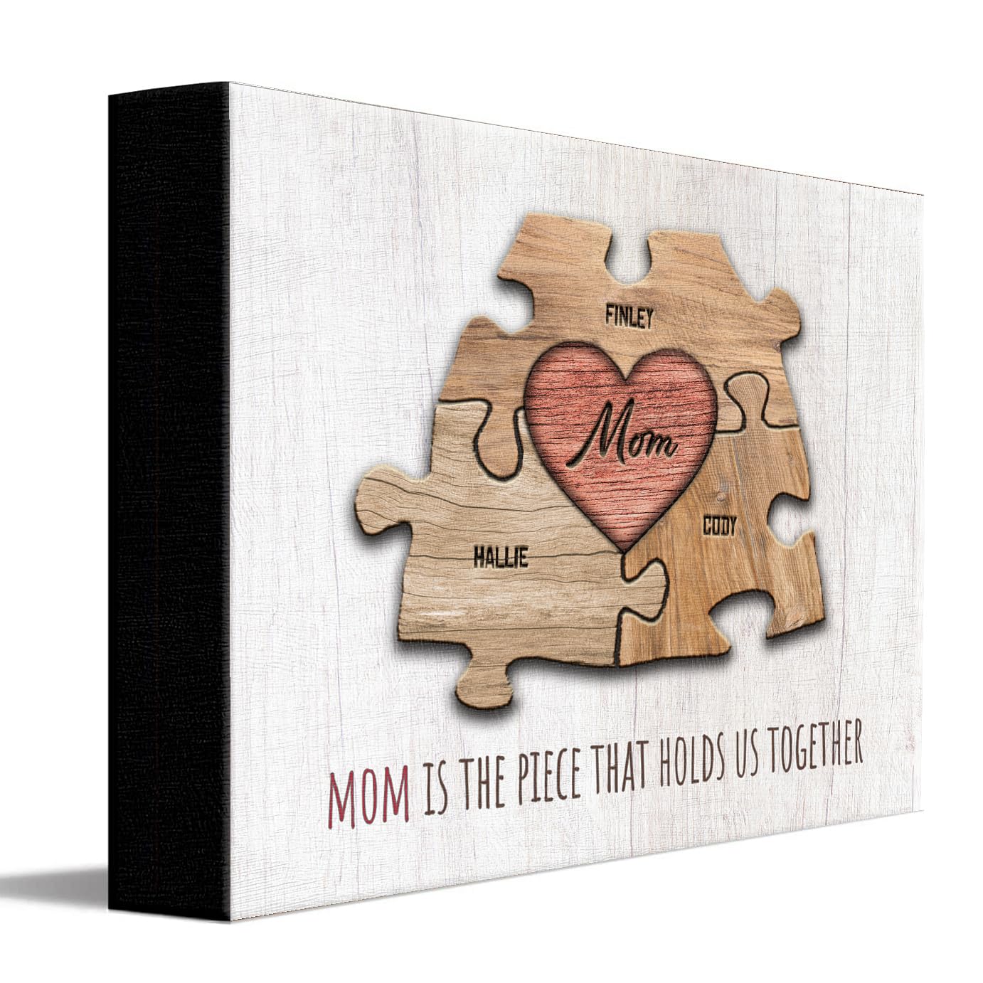 Personal-Prints Mom & Children Personalized Heart Puzzle Wall Art | Unique Customized With Up To 8 Names | Mothers Day, Birthday