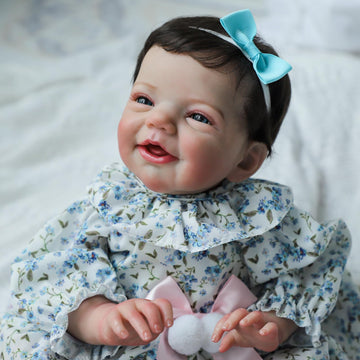 Ksbd Realistic Reborn Baby Dolls, 18 Inch Sweet Smile Eyes Open Newborn Baby Dolls Girl, Soft Vinyl Real Life Baby Dolls With We