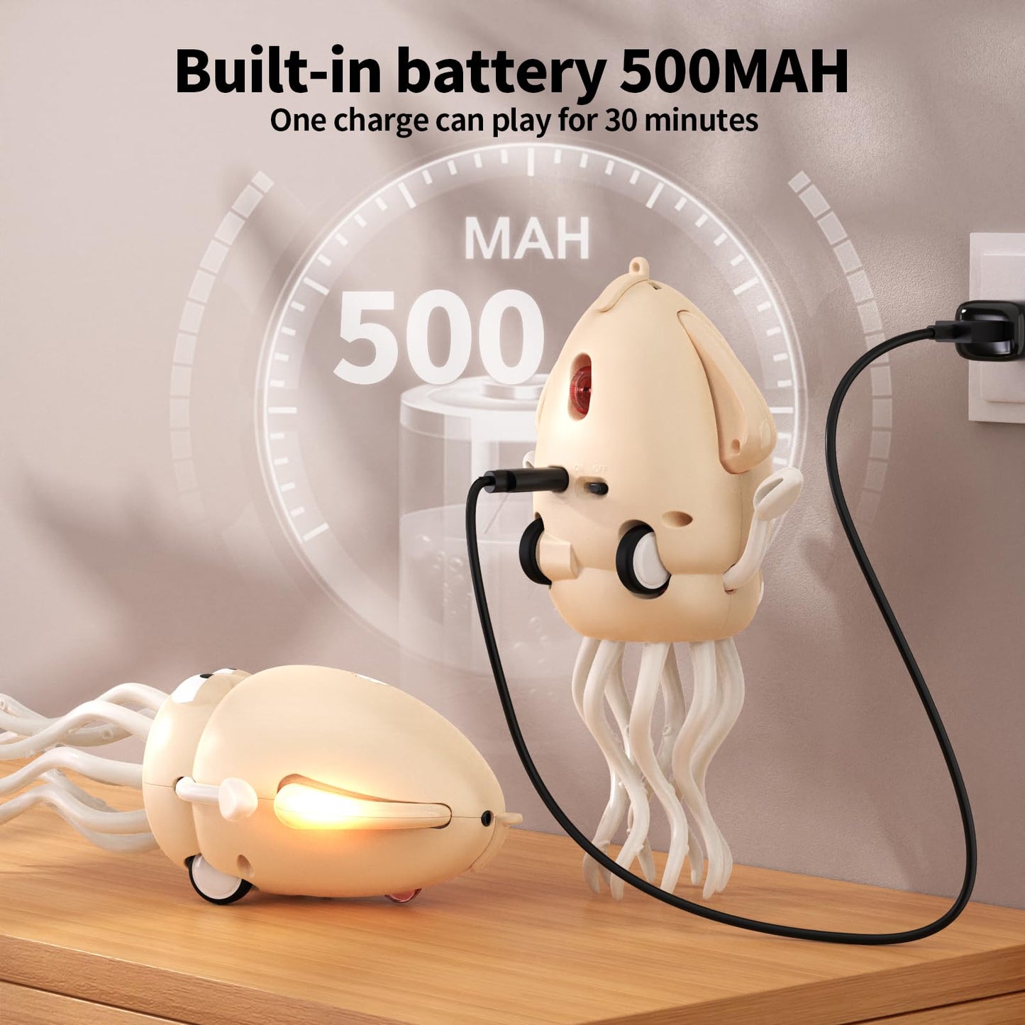 SWTOIPIG Electric Dancing Octopus Toy with Led Light and Music Kids Electric Crawling Octopus Tummy Time Toys Rechargeable Interactive Sensory Toy for Christmas Birthday Gift (White)