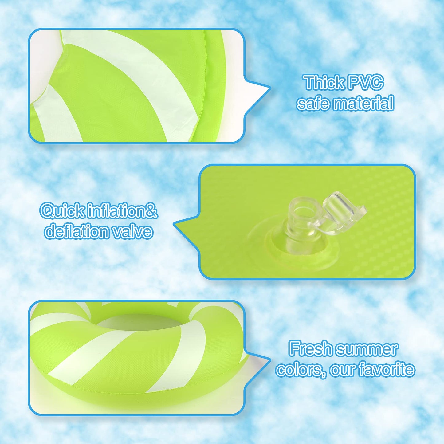 Bestrip Pool Floats Adult Size For Kids Age 8-12 Adults Inflatable Floats Swimming Ring Toys Beach Pool Party Lake Use (1Pcs-Gre
