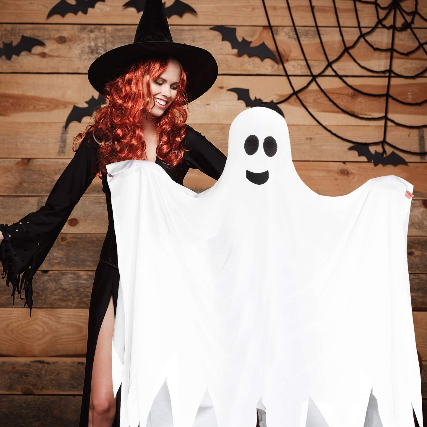 Geyoga Ghost Halloween Costume Tattered Gown Cosplay Role Play Supply Fancy Dress Costume For Child Over 8 Years Old, 4.27 X 3.94 Feet (Smile Style)