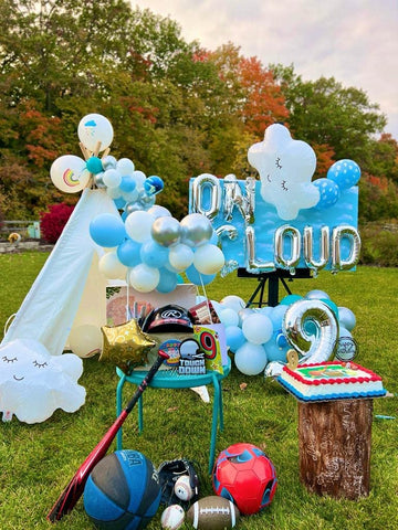 Laventy 43 Pcs Silver On Cloud 9 Balloons On Cloud 9 Birthday Decoration 9 Birthday Decoration Nine Years Old Birthday Balloon On Cloud 9 Party Supplies Cloud Balloon