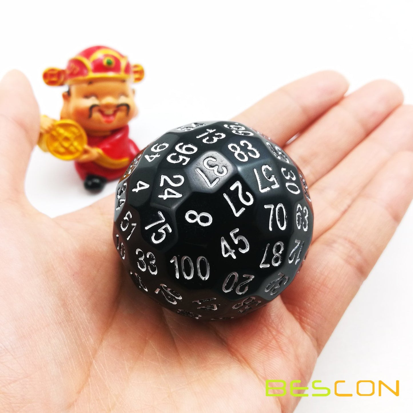 Bescon Polyhedral Dice 100 Sides Dice, D100 die, 100 Sided Cube, D100 Game Dice, 100-Sided Cube of Black Color