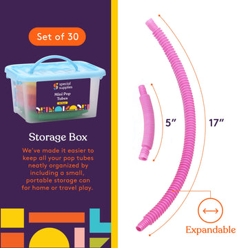 Special Supplies 30-Pack Mini Fun Pull And Pop Fun Tubes Mini For Kids Stretch, Bend, Build, And Connect Toy, Provide Tactile An