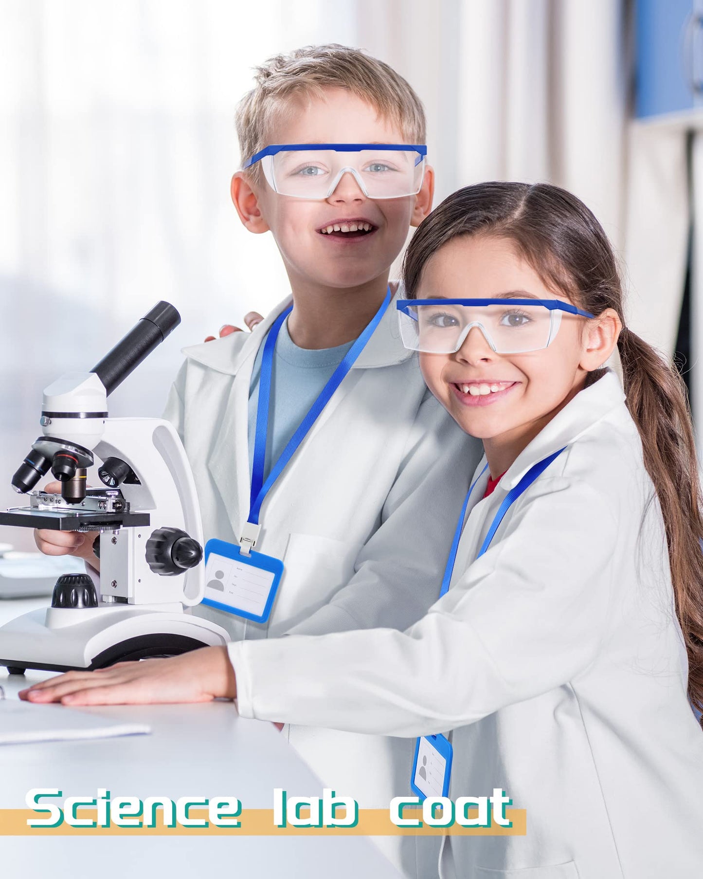 Xtinmee 12 Sets 36 Pcs Kids Lab Coat Set Halloween Doctor Costume With Goggles Id Card Science Dentist Doctor Dress Up Kit (Medi