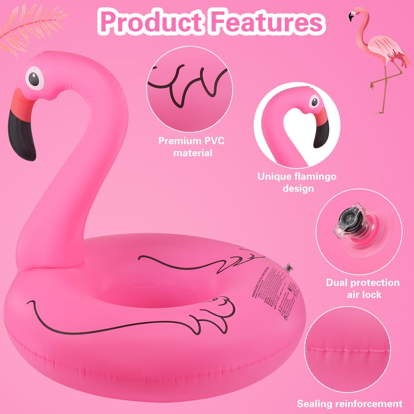 Sinbyuer Flamingo Inflatable Pool Floats, Pool Tubes Swim Ring Pink Pool Float, 42'' Large Pool Float, Pool Inner Tube Beach Flo