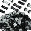 Pasacho 122pcs Wheels and Axles Set, Black & Gray Chassis Pieces, Compatible with Classic Brick Toys, Model 1107, Plastic Material