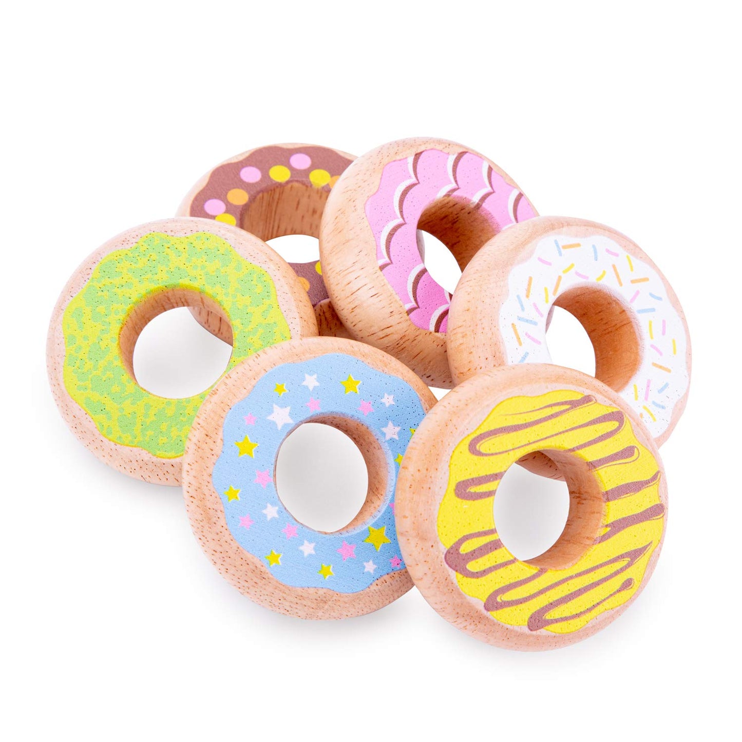 New Classic Toys Wooden Donuts Set - Cooking Simulation Toy for Kids, Educational Color Perception for Preschool Toddlers, Blue