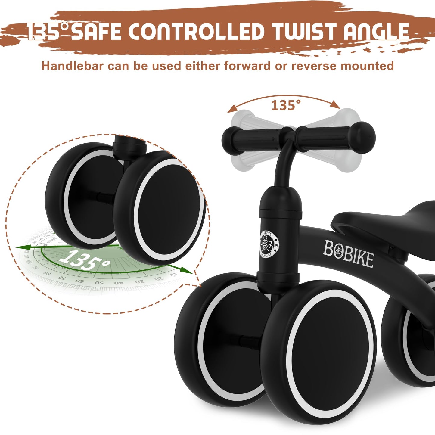Baby Balance Bike Toys For 12-36 Months Boys Grils Baby Bike Kids Toy Toddler Bike No Pedal Best First Birthday Gifts Children Walker Infant 4 Wheels Bicycle Tarining Bike (Black)