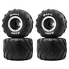 OGRC 1.0 RC Monster Truck Wheel Rim Tires Set for FCX24 SCX24 C10 JLU Deadbolt Gladiator Bronco 1/24 Crawler Car (Silver)