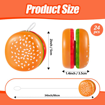 Leitee 50 Pieces Hamburger Yo Yo Toys Plastic Yo Yo Burger Yoyo Party Favors For Boys Girls Adults Birthday Party Favors Classro