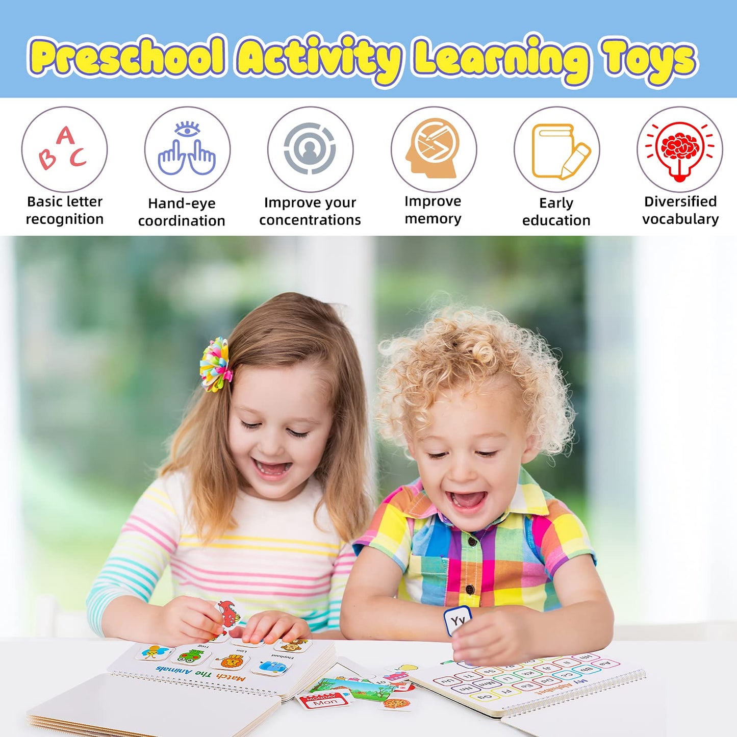 Huijing Montessori Preschool Learning Activities Newest 29 Themes Busy Book - Workbook Activity Binder / Toys For Toddlers, Auti