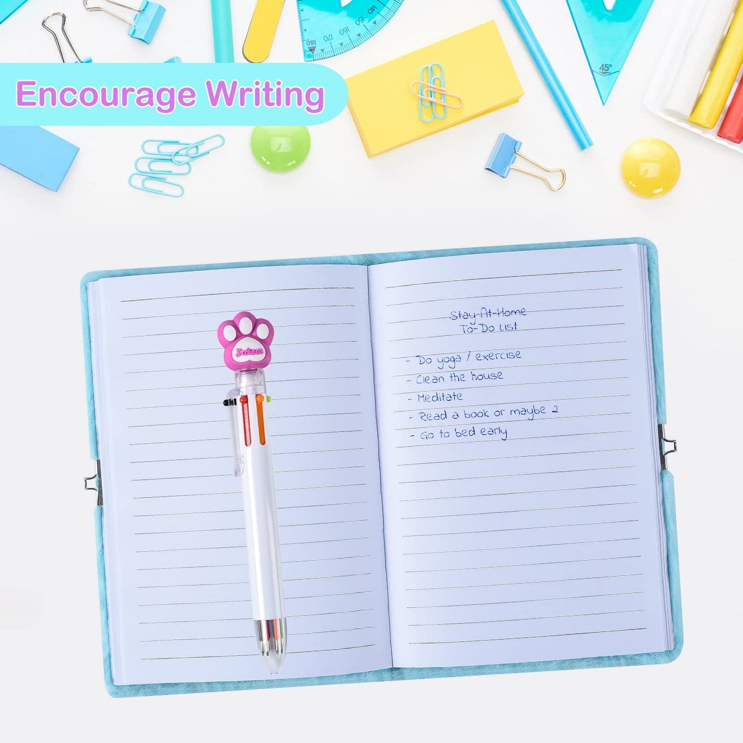 Diary For Girls With Lock And Keys, Kids Journal Travel Notebook For Writing, Cute Secret Dream Diary With Multicolored Pen, Stickers, Bracelet, Practical Gift For Birthday, Christmas (B Smile Cat)