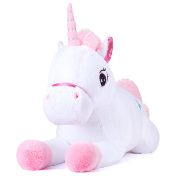 Ikasa Giant Unicorn Stuffed Animal Plush Toy,Large Cute Jumbo Soft Toys,Huge Big Size Plushy Fluffy Fat Oversized Plushie,Gifts For Kids Girls Boys Girlfriend (White, 43 Inches)
