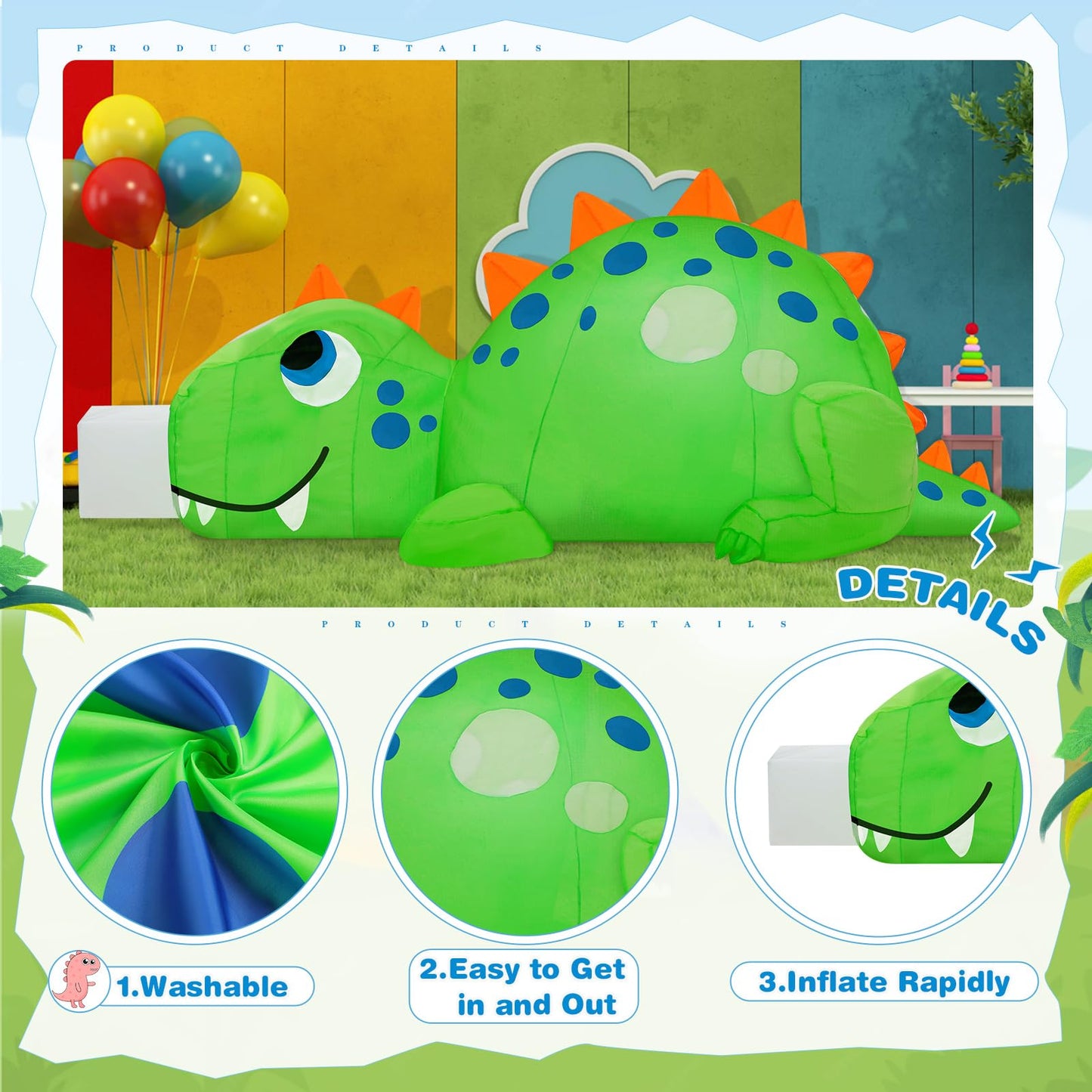 Lemosae Kids Blow Up Tent, Large Air Tent For Kids, Inflatable Kids Blow Up Play Tent, Inflatable Kids Tent Playhouse Sets Up An