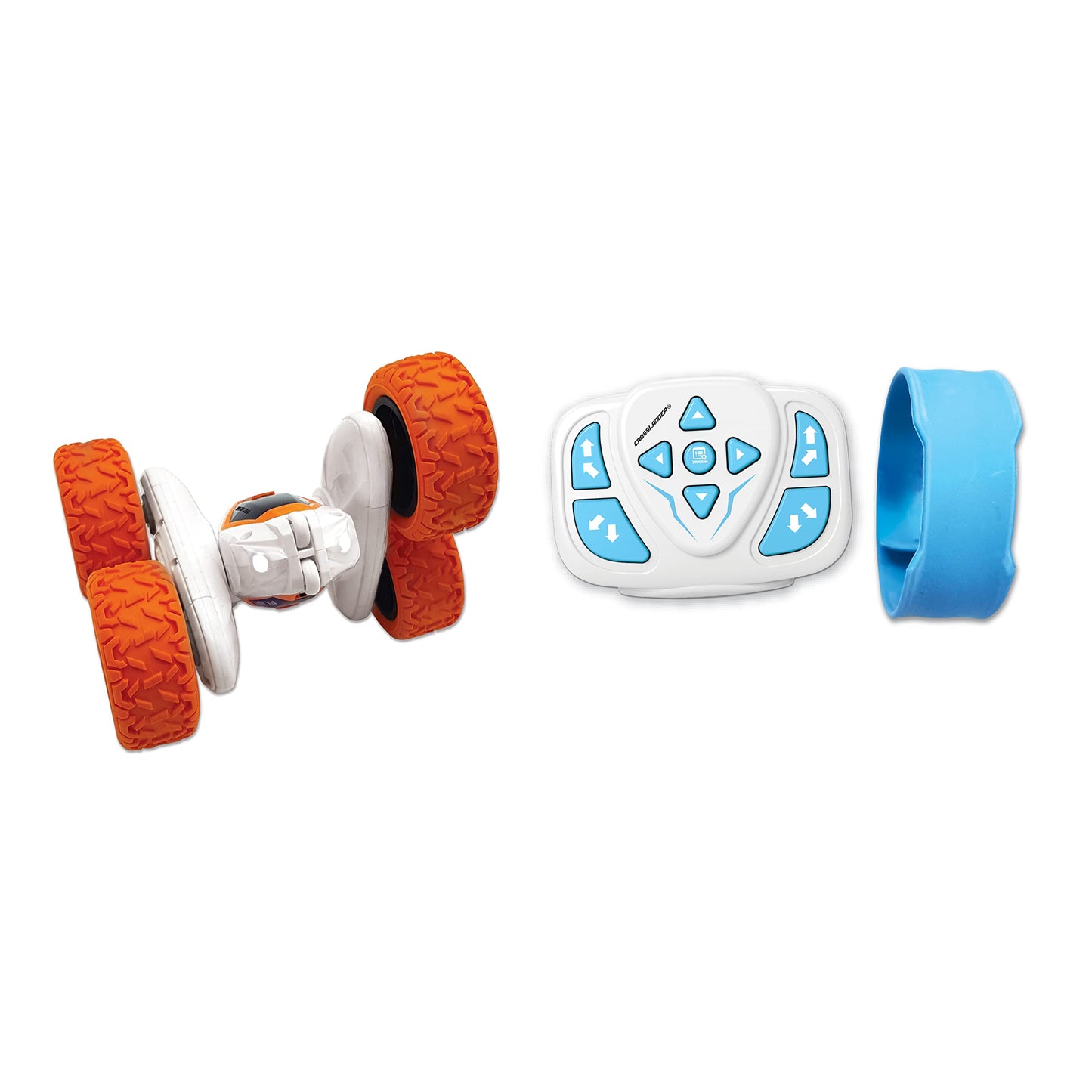 Lexibook- Crosslander Luminous Terrain Car, Wrist Remote, Rechargeable, Electronic Action Kit, White / Orange, Color