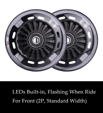 Wiggle Car Polyurethane Replacement Wheels Set (Front,2P Light Up), Swing Car Wheels Pack (Rear,2P Narrower) Upgrade For Ride-On Toys (Black)