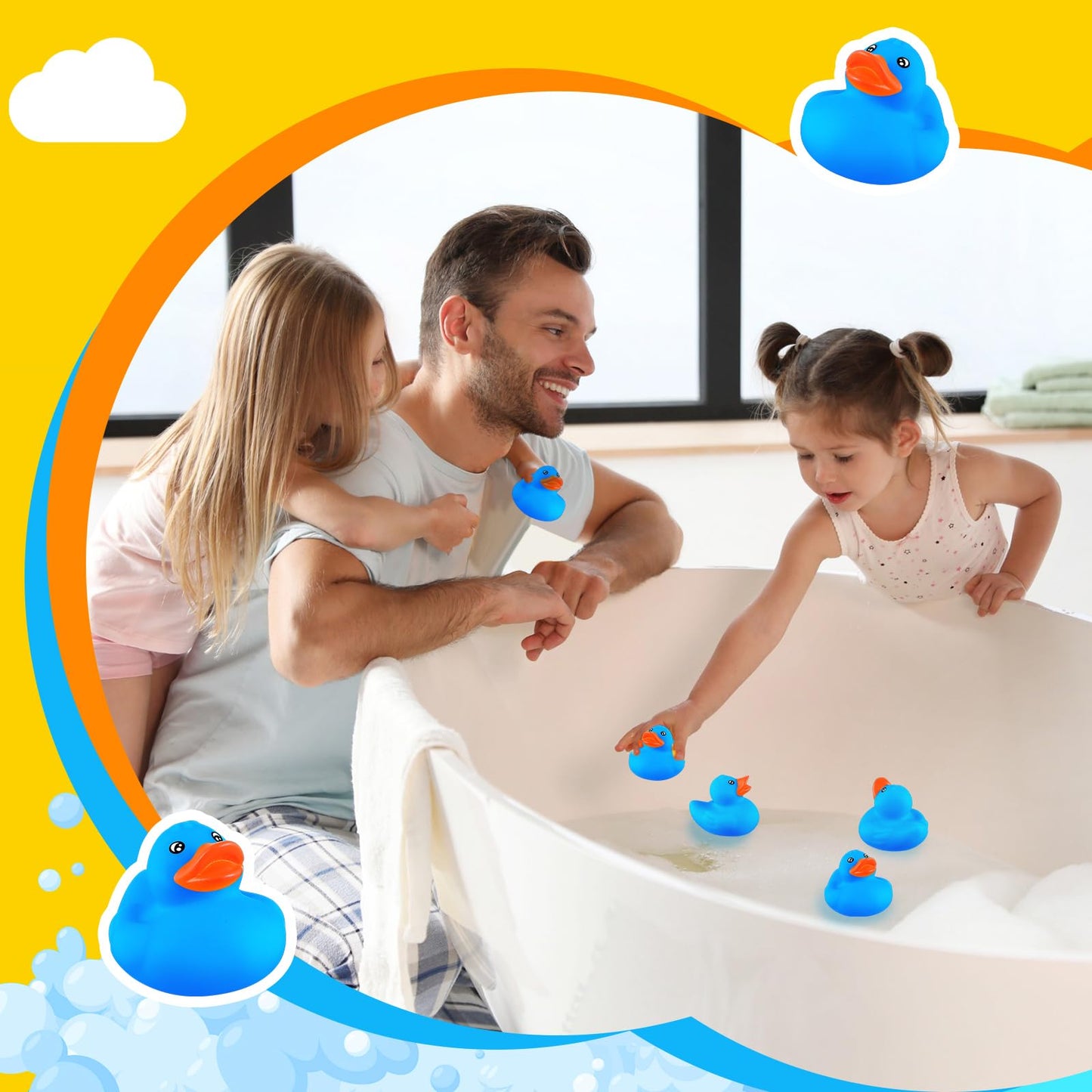 Lenwen 50 Pcs 2.2 Inch Waterproof No Hole Rubber Ducks Bath Toy with Sealed Plug Without Hole Bathtub Floating Bath Toy for Birt