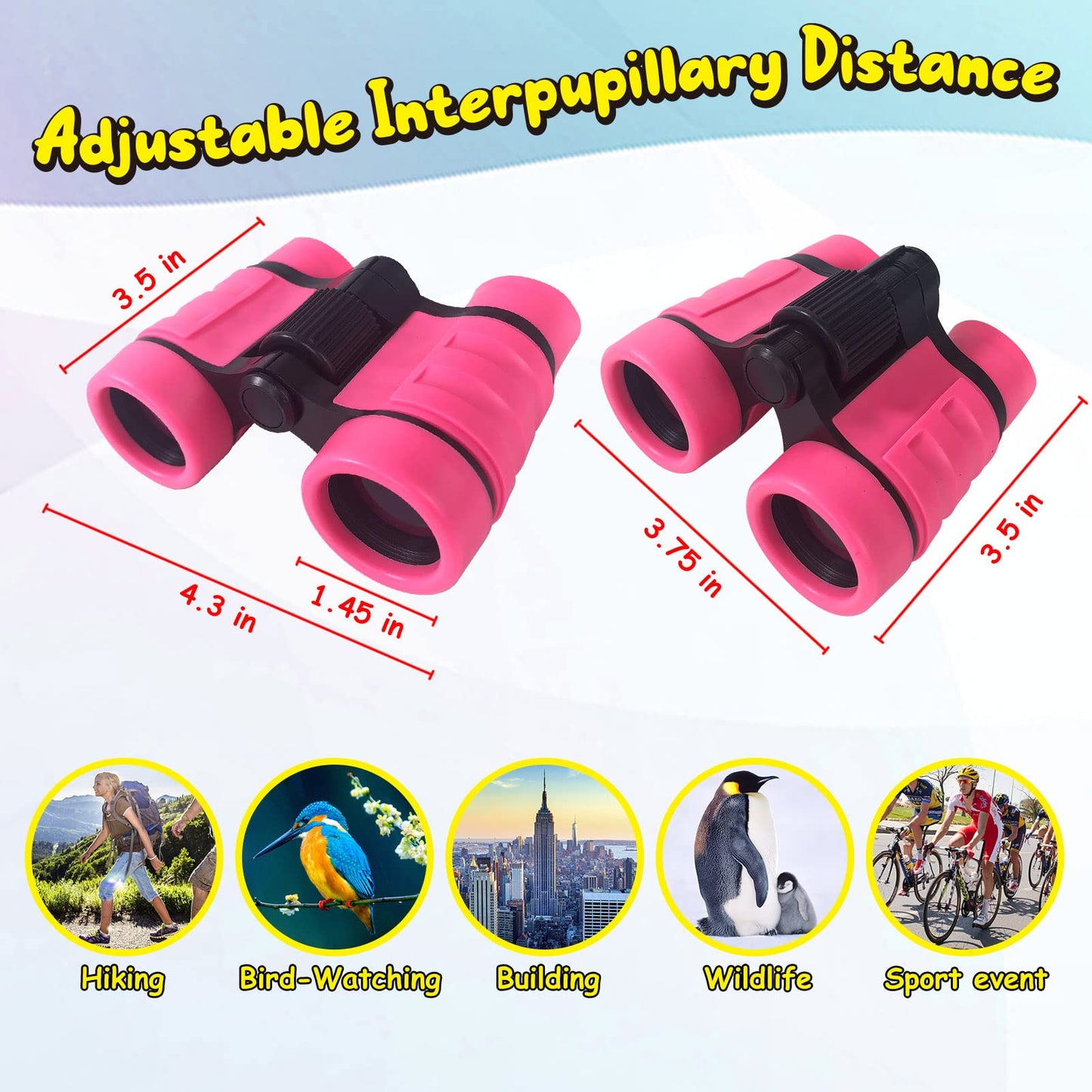 Essenson Binoculars For Kids Toys Gifts For Age 3-12 Years Old Boys Girls Kids Telescope Outdoor Toys For Sports And Outside Play Hiking, Bird Watching, Travel, Camping, Birthday Presents (Pink)