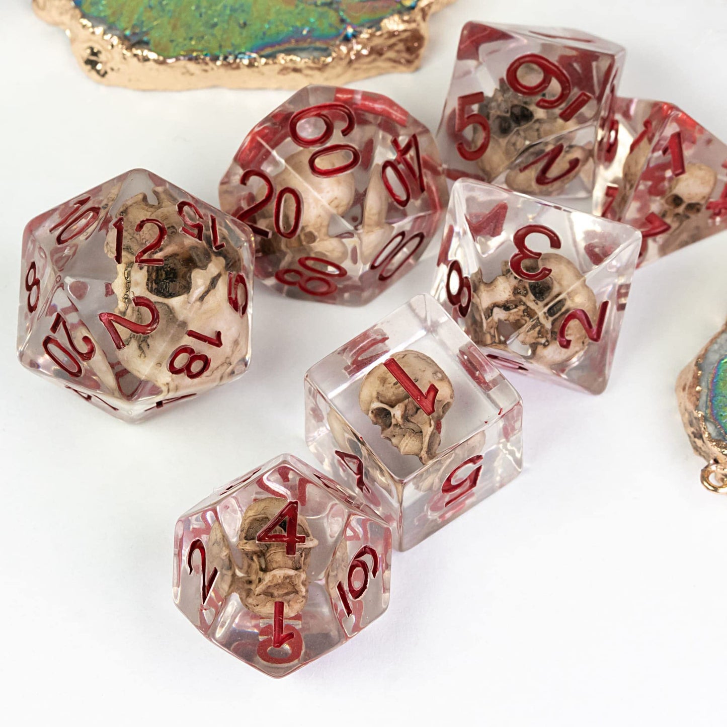 Udixi Skull Dnd Dice Set, Resin D And D Dice Set Skull Dice Set D&D For Rpg Dungeons And Dragons And Other Tabletop Games