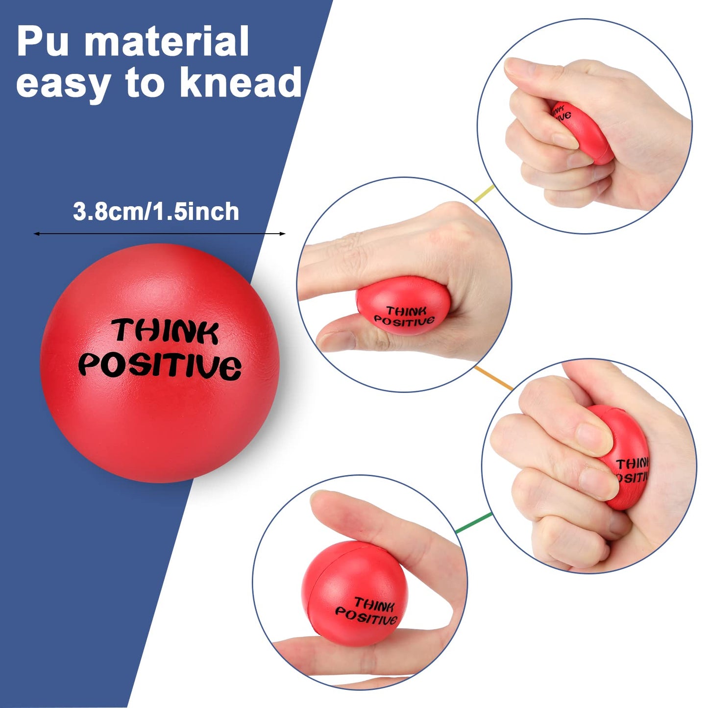 Chivao Motivational Stress Balls Colorful Small Foam Balls Anxiety Relief Toys Relieve Inspire Hand Exercise Toys Funny Stress R