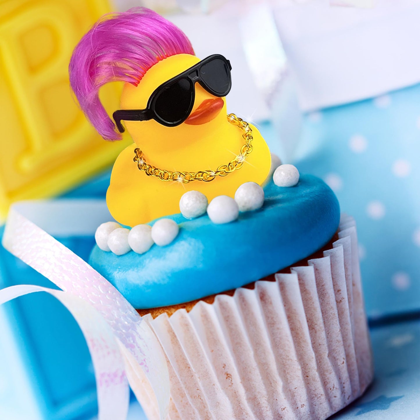 Havagdtm 16 Set Mini Duck With Wig Necklace And Sunglasses For Birthday Baby Shower Party Favor Decorations