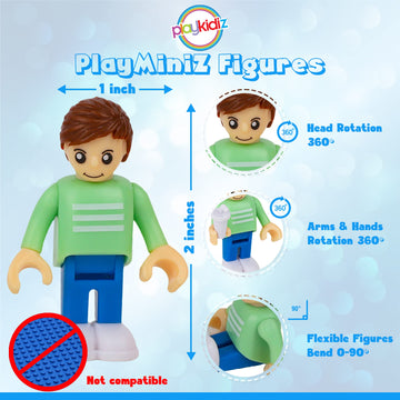 Playkidiz 8 Toy Figures & Playsets, 2 Inch Play Peoples Set, Early Development Family Figurines For Kids, Pretend Play Toys For Children 3+ (23Pcs)