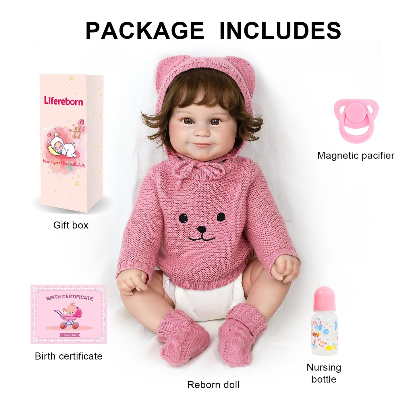 Reborn Baby Dolls 18 Inch Realistic Newborn Reborn Girl Baby Doll with Doll Clothes & Accessories Best Birthday Set for Girls Ag