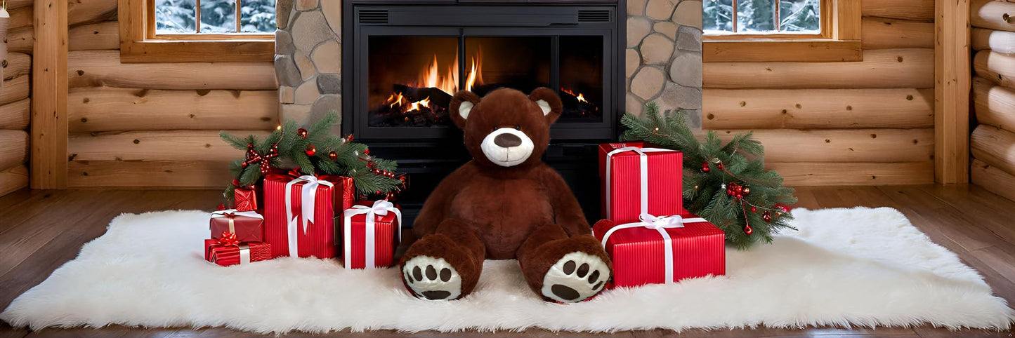 Anico 59' Tall (5 Feet) Giant Plush Chocolate Brown Teddy Bear With Embroidered Paws And Smiling Face, Fits In 2Xl Shirt!