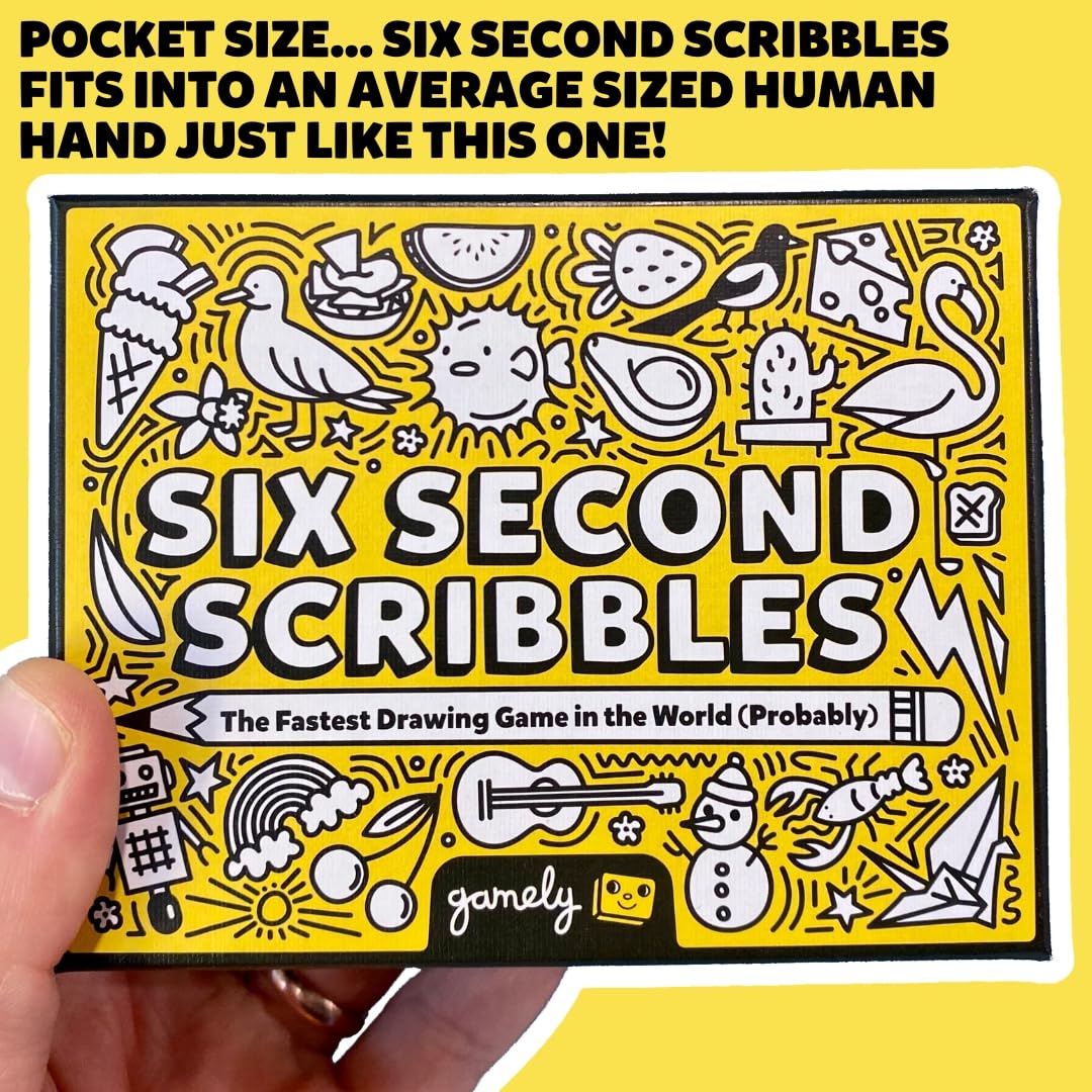 Gamely Six Second Scribbles USA - Fast & Fun Drawing Game for Kids, Teens & Adults - Black and Yellow Family Party Game