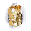 Dress Up America Boys Sequin Vest With Bowtie - Sparkly Costume Vest For Kids - Shiny Formal Party Outfit For Boys (Gold)