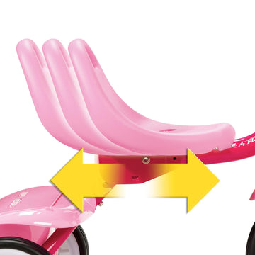 Radio Flyer 415PS Kids Trike - Adjustable Steel Frame, Pink, 15.35"L x 14.76"W x 21.26"H, Storage Bin & Handle Streamers
