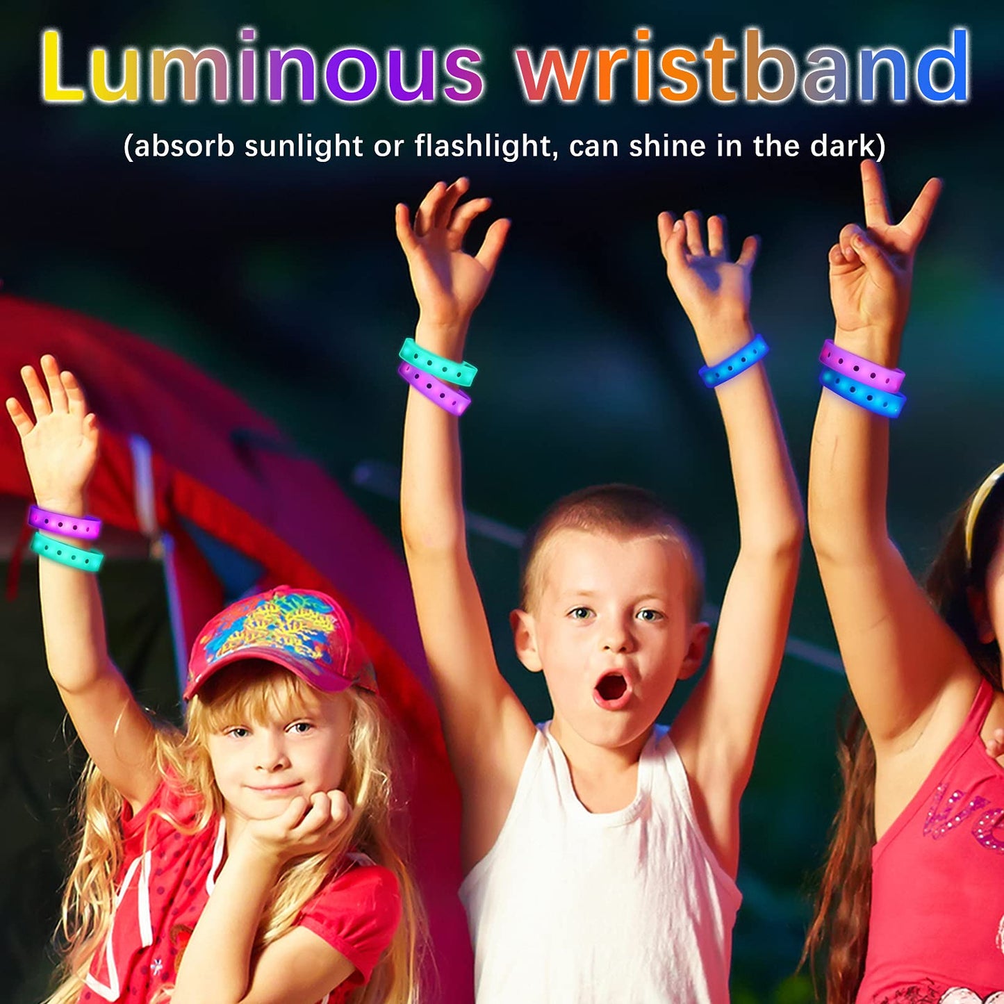 12 Pieces 8 Inch Luminous Wristbands Glow in The Dark Silicone Bracelets Bulk for Charm Adjustable with Hole Mardi Gras Decorati