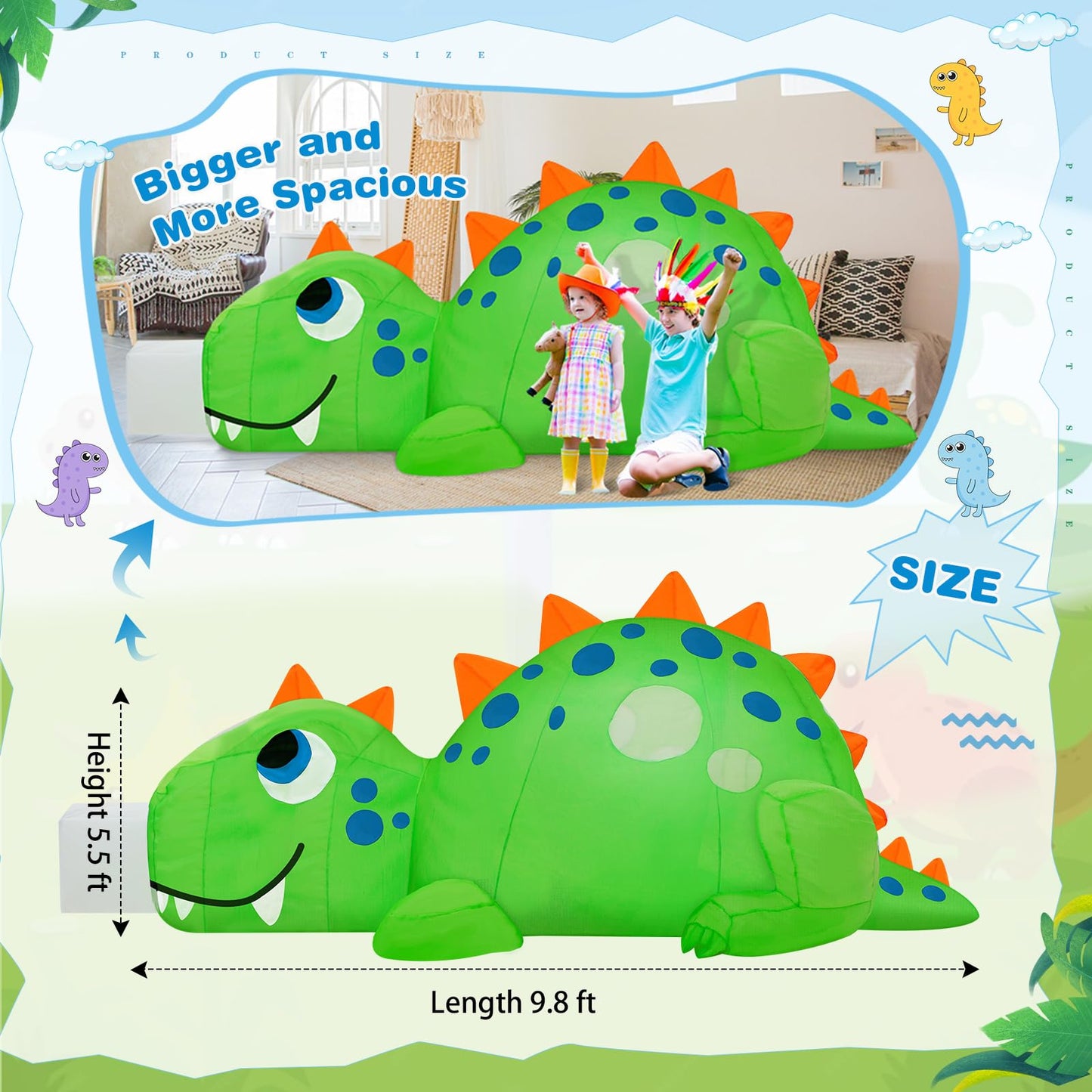 Lemosae Kids Blow Up Tent, Large Air Tent For Kids, Inflatable Kids Blow Up Play Tent, Inflatable Kids Tent Playhouse Sets Up An