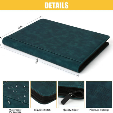 Arkeiliy enhanced Ringless Trading Card Binder - 1024 Capacity 16 Side-Loading Pockets per Page Archival Quality Protection & Anti-Slip Spine for TCG MTG Sports Cards (Viridian)