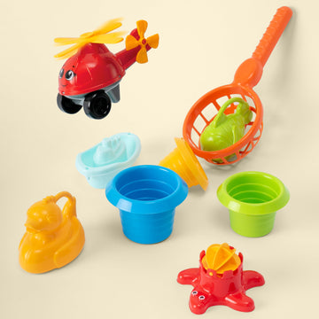 Ferry Boat Toys Set With Helicopter 2 Cars | Baby Bath Toys For Toddlers With Stacking Cups | Baby Water Toy With Bath Boats Tra