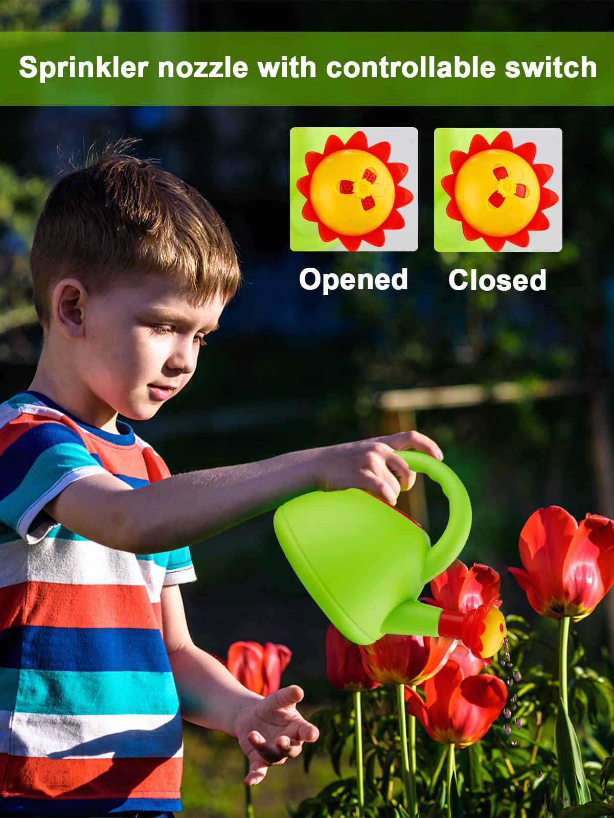 Biubee Toddler Gardening Tools Set - Sturdy Kids Watering Can Toy, Child Gardening Set With Metal Shovel Hand Rake Kids Gloves,