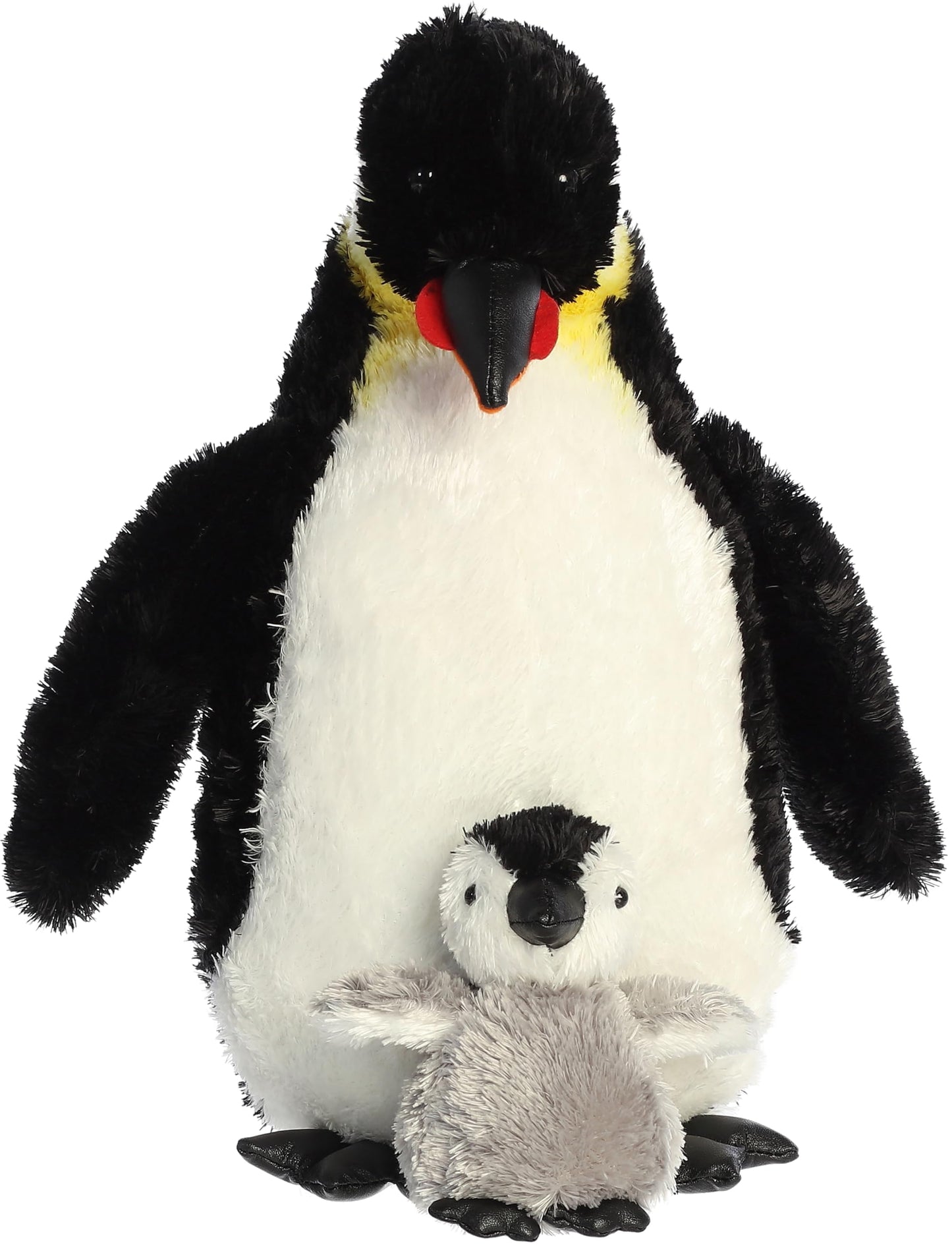 Aurora Sea Life 12" Emperor Penguin Plush Toy with Baby - Grey, Model 30510