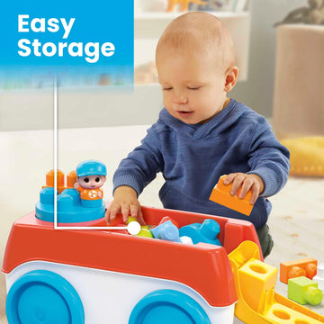 Mega Bloks First Builders Toddler Building Toy Set, Block Spinning Wagon With 20 Pieces And Storage, 1 Figure, Ages 1+ Years
