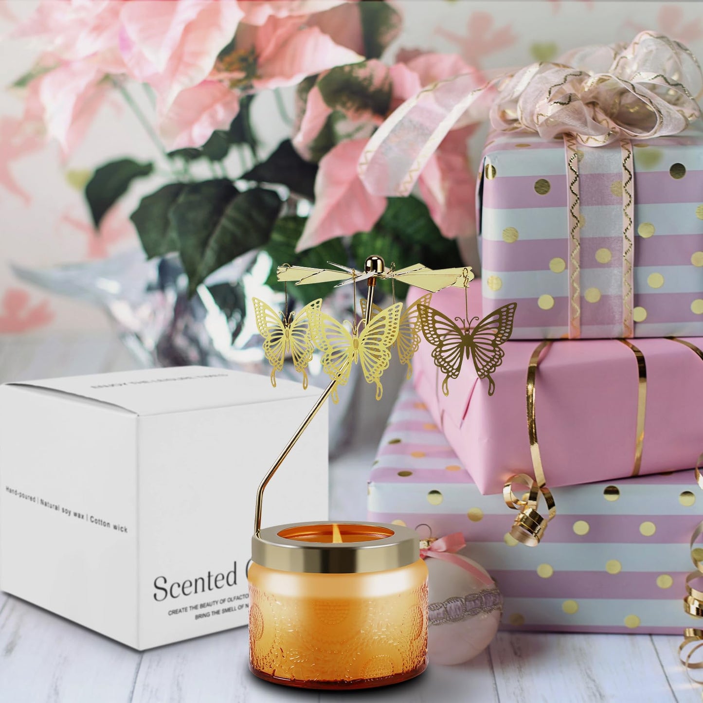 Gifts for Women | Birthday Gifts Rotatable Candle - Vanilla Cream Scented Candles for Home, Birthday Candle Gift for Women, Uniq