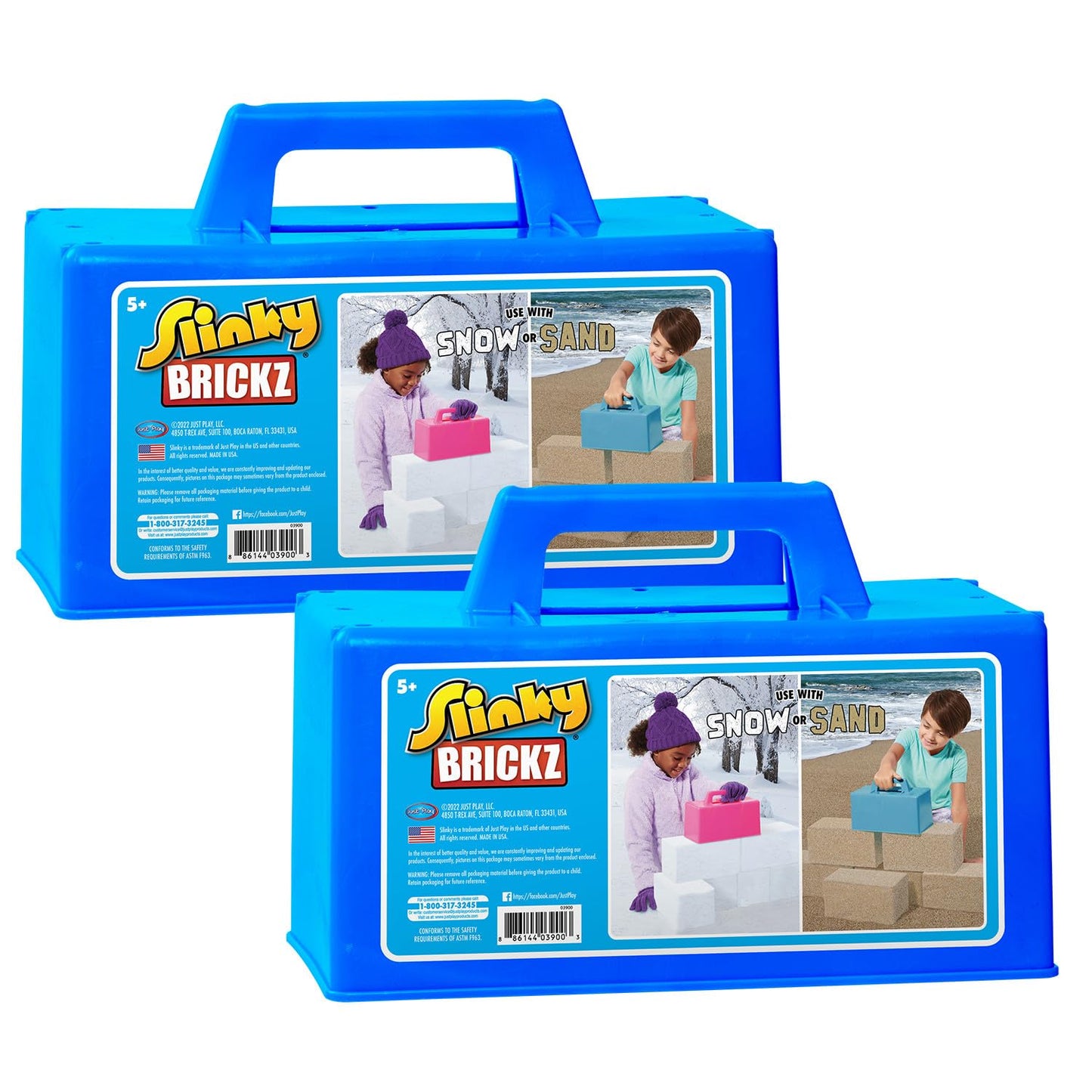 Just Play The Original Slinky Brickz Sand and Snow Outdoor Play Toy, Pack of 2, 10-inch Wide Brick Mold, Pretend Play, Kids Toys